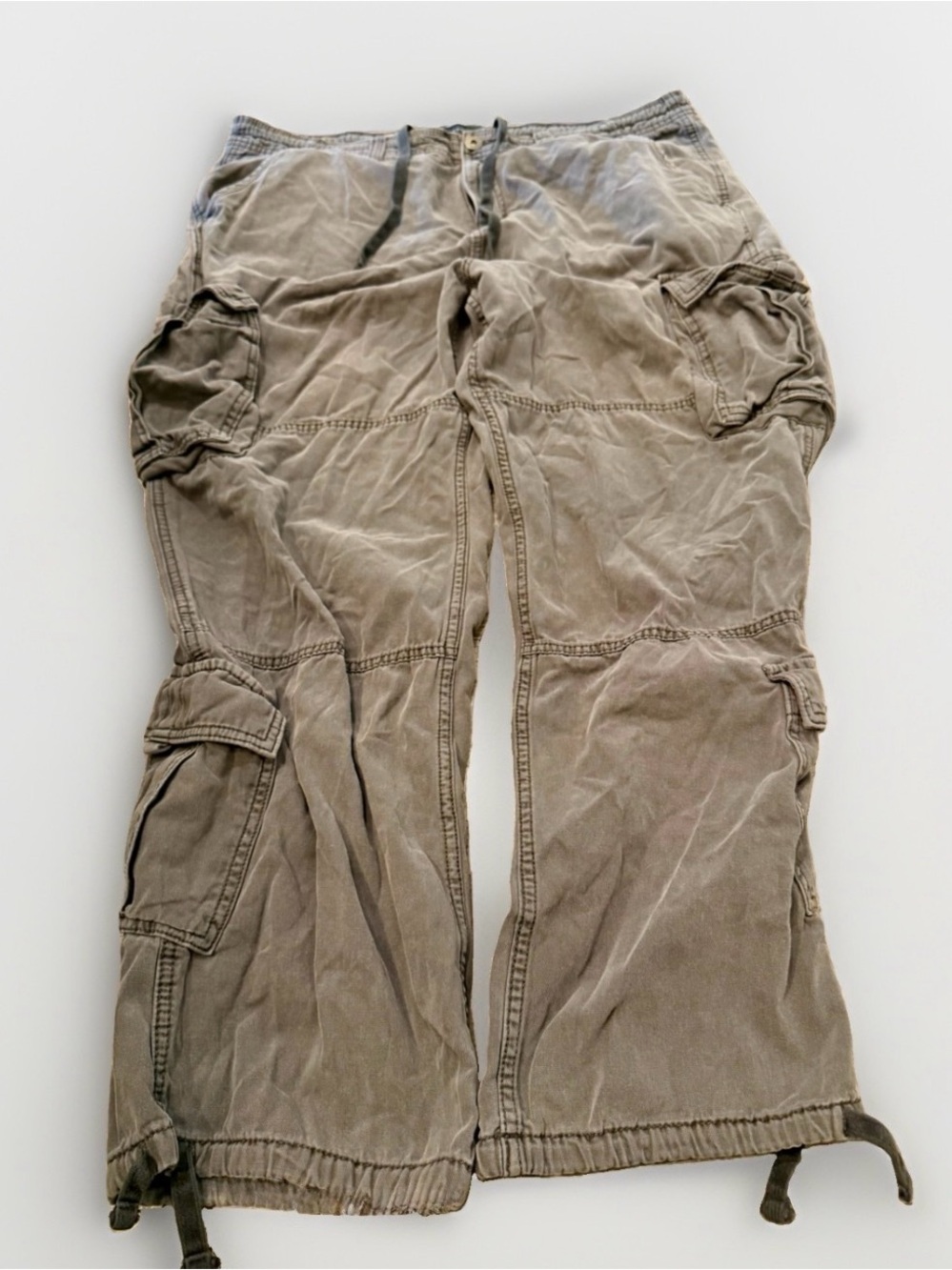 Y2k Aeropostale Mens Baggy Cargo Pants Gray Paratrooper Drawstring Leg 2XL 40-44